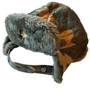 Vintage Canadian Army Aviator Fun Winter Hat Maple Leaf Camo MINTY